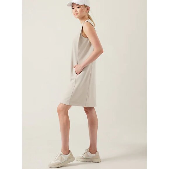 Athleta Seasoft Tank Dress S petite SP in abalone grey (bone beige tone) casual - Picture 5 of 11